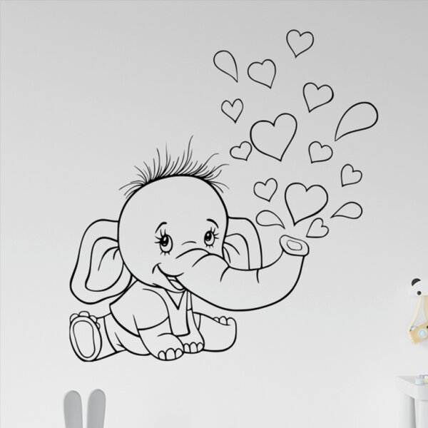 Samolepka Slůně se srdíčky