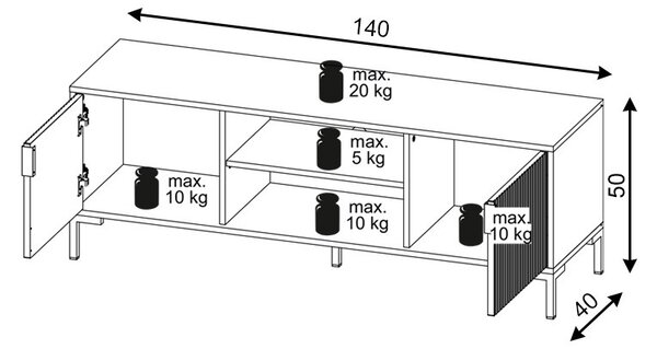 Vivaldi TV stolek Flinn 140 cm černý