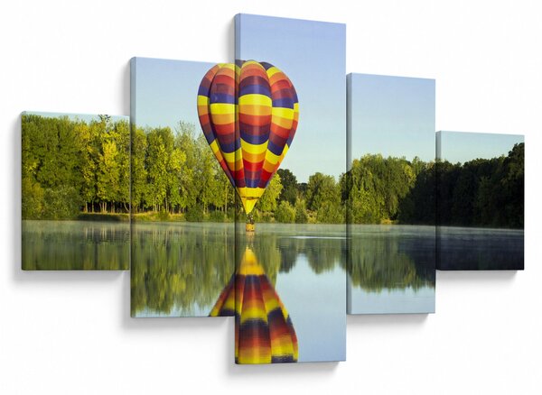 Obraz horkovzdušného balónu na jezeře (125x70 cm)