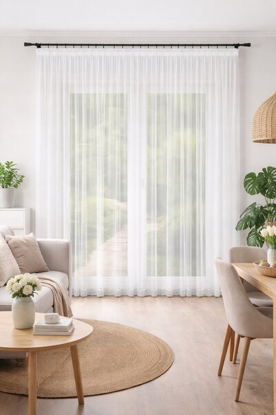 Hotová záclona rovná s цирконами 300x260 dlouhá hladká záclony do obýváku
