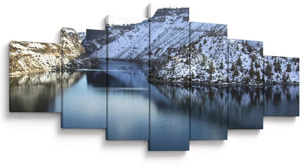 Obraz - zimní krajina s jezerem (210x100 cm)