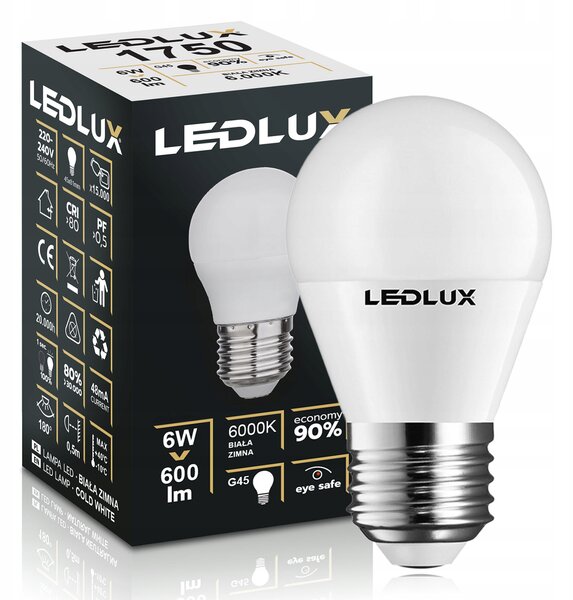 LED žárovka E27 LEDLUX 6 W 600 lm neutrální bílá, kulatá