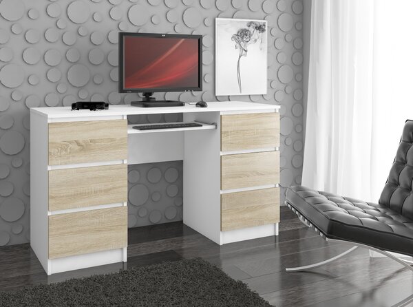 Ak furniture Psací stůl A-11 135 cm bílý/dub sonoma