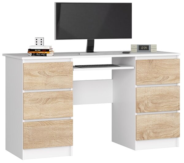 Ak furniture Psací stůl A-11 135 cm bílý/dub sonoma