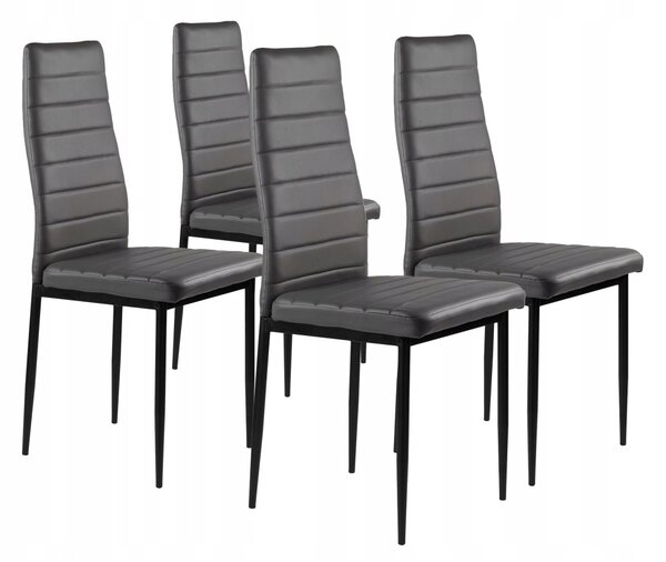 Židle ModernHome umělá kůže šedá 4 ks