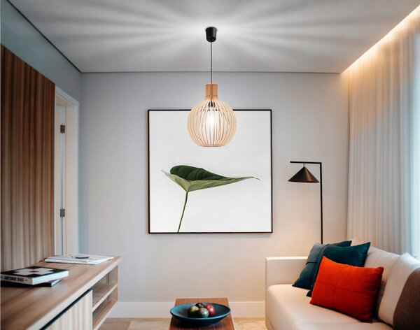 Závěsné Stropní Svítidlo LED Lustr DŘEVĚNÝ Závit E27