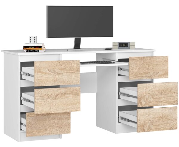 Ak furniture Psací stůl A-11 135 cm bílý/dub sonoma