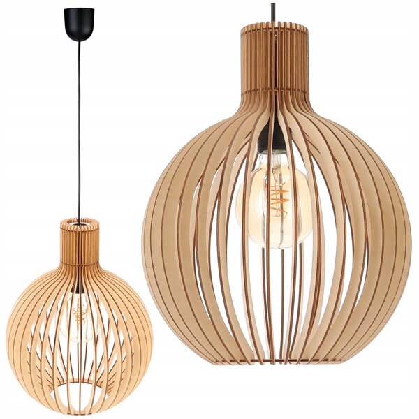 Závěsné Stropní Svítidlo LED Lustr DŘEVĚNÝ Závit E27