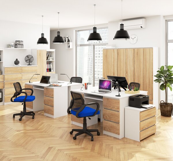 Ak furniture Psací stůl A-11 135 cm bílý/dub sonoma