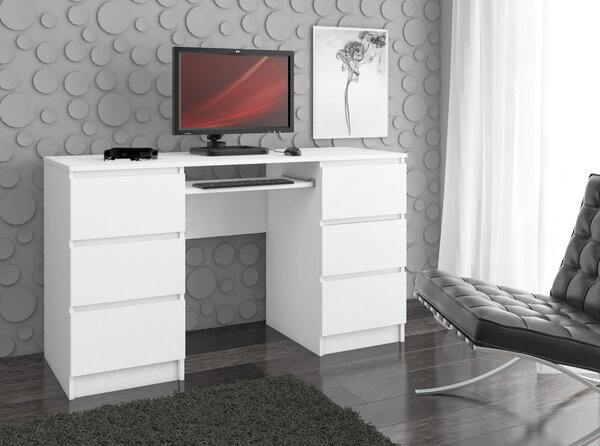 Ak furniture Psací stůl A-11 135 cm bílý
