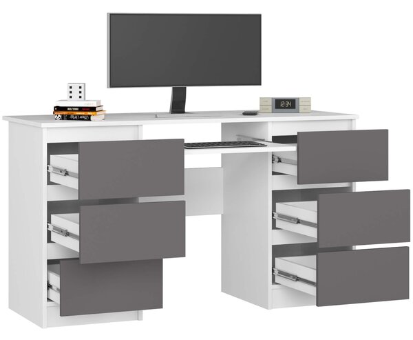 Ak furniture Psací stůl A-11 135 cm bílý/grafitově šedý