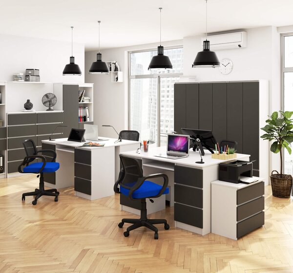 Ak furniture Psací stůl A-11 135 cm bílý/grafitově šedý