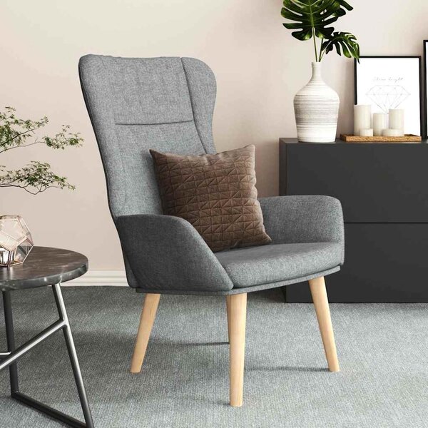 Relaxační křeslo světle šedé textil 341394