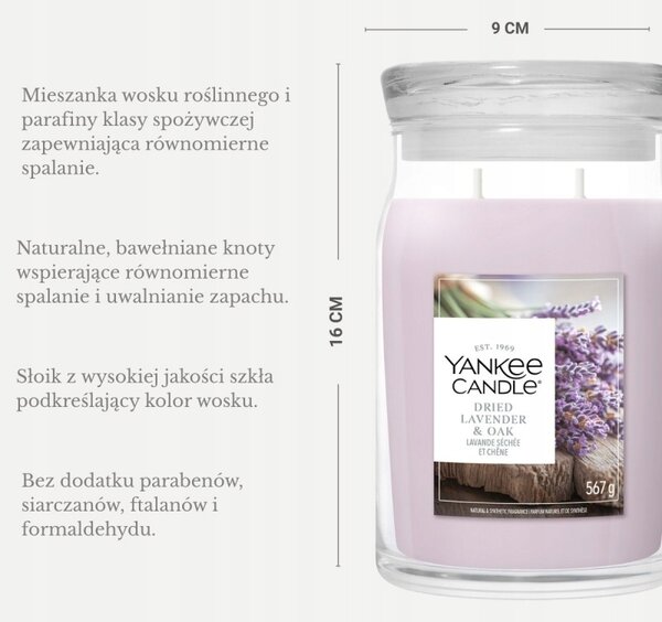 Sójová vonná svíčka Dried Lavender & Oak Yankee Candle 1 ks