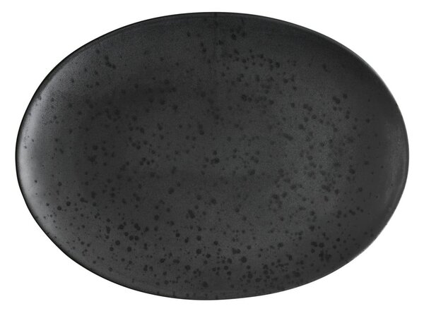 Černý kameninový oválný servírovací talíř Bitz Basics Black, 45 x 34 cm