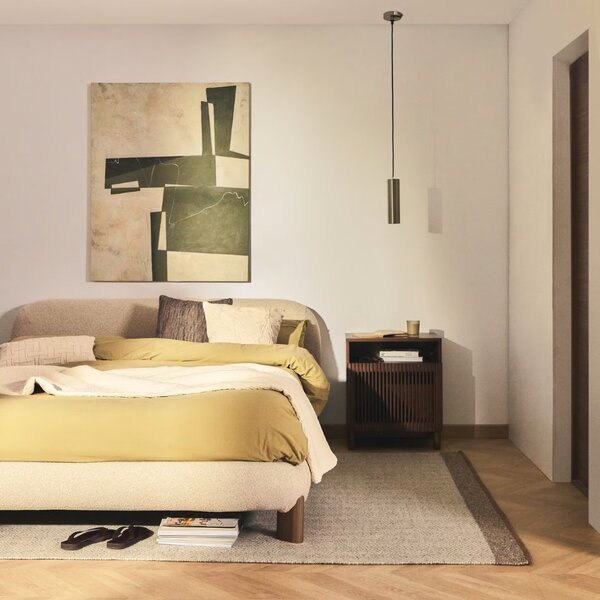 Kave Home Béžová bouclé dvoulůžková postel Odina 160 x 200 cm