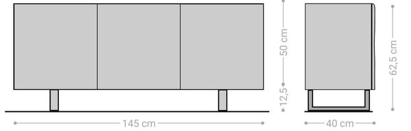 DELIFE Komoda New Live-Edge 145 cm akácie přírodní 3 dvířka kovová podnož černá