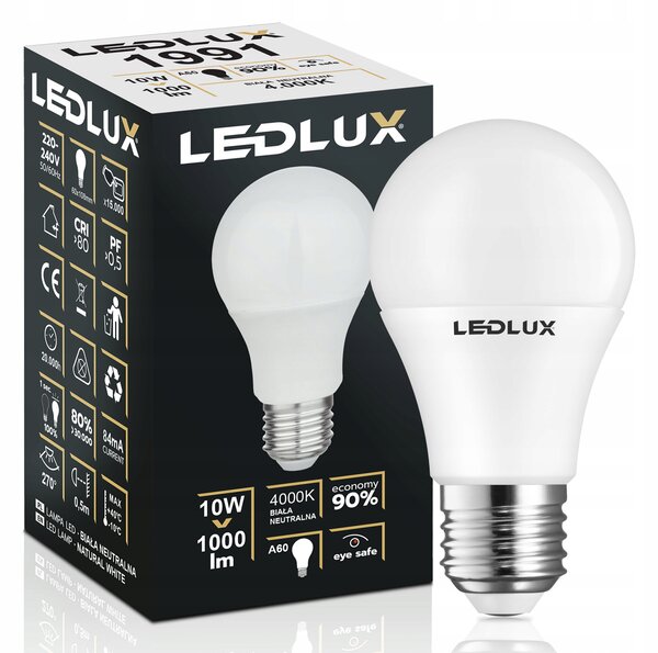 LED žárovka E27 10 W LEDLUX neutrální bílá 1000 lm