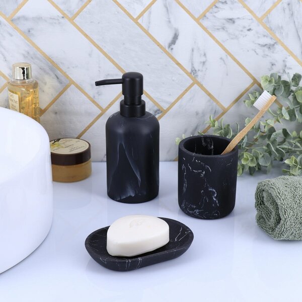 Koupelnový pohár Everist Black Marble, černá, 250 ml