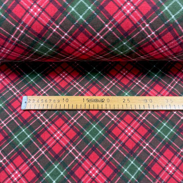 Ervi Bavlněná flanelová látka/plátno š.240cm Vánoční Tartan, metráž