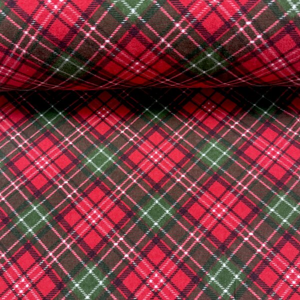 Ervi Bavlněná flanelová látka/plátno š.240cm Vánoční Tartan, metráž