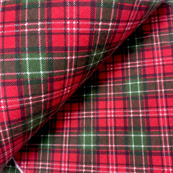 Ervi Bavlněná flanelová látka/plátno š.240cm Vánoční Tartan, metráž