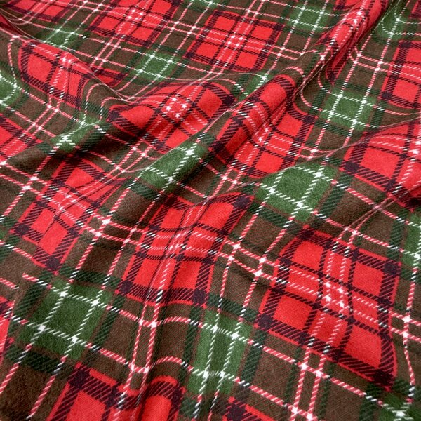 Ervi Bavlněná flanelová látka/plátno š.240cm Vánoční Tartan, metráž