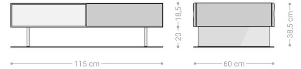 DELIFE Konferenční stolek New Live-Edge 115x60 cm akácie přírodní 2 zásuvky 1 přihrádka závěsná kov černá
