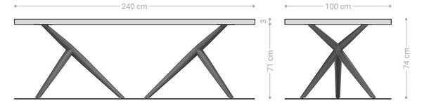 DELIFE Jídelní stůl Edge 240x100 akácie přírodní Estelar kulatý kov černý Live-Edge