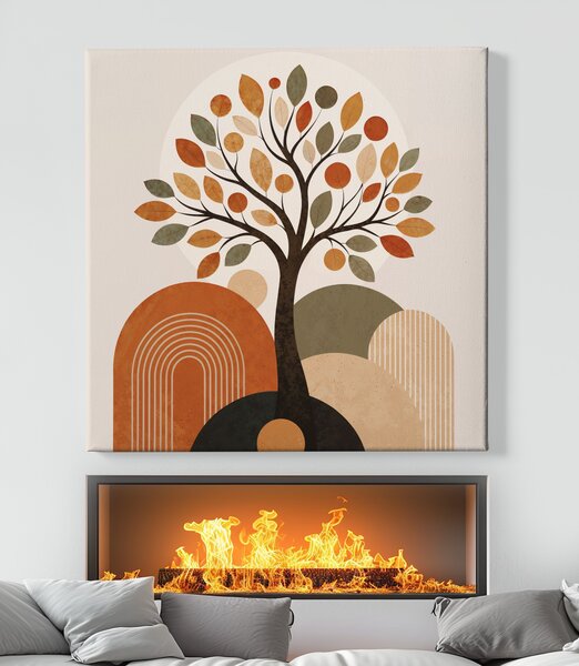 Obraz na plátně - Strom života BOHO Dotek země FeelHappy.cz Velikost obrazu (šířka x výška): 40 x 40 cm