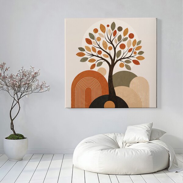 Obraz na plátně - Strom života BOHO Dotek země FeelHappy.cz Velikost obrazu (šířka x výška): 40 x 40 cm