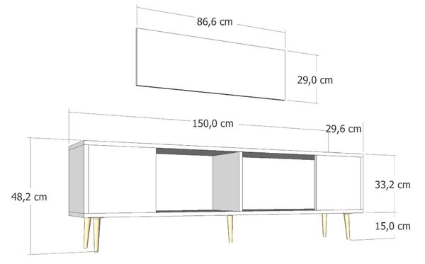 TV stolek/skříňka Dekondino (bílá + stříbrná)