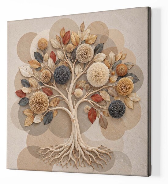 Obraz na plátně - Strom života BOHO Dotek země FeelHappy.cz Velikost obrazu (šířka x výška): 40 x 40 cm