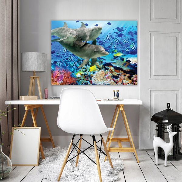 Obraz do ložnice DELFÍNI velký zvířata 3D 100x70