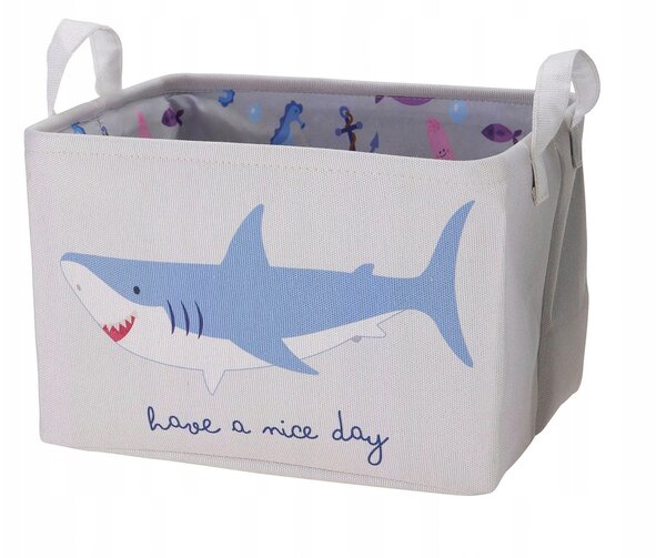 Dětský úložný box 30x25 cm - Žralok, šedý, H&L