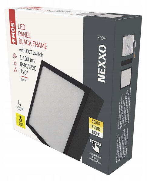 Černé svítidlo pro LED panel 12,5W CCT NEXXO EMOS