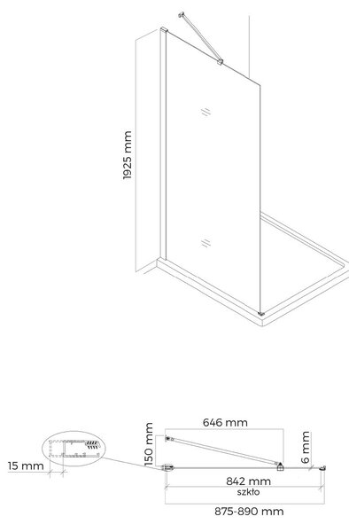 Oltens Hallan sprchová zástěna 90 cm černá matný/průhledné sklo 22101300