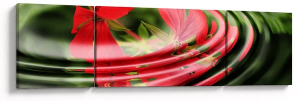 Abstraktní obraz - květy ve vlnách (170x50 cm)