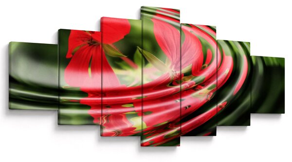 Abstraktní obraz - květy ve vlnách (210x100 cm)