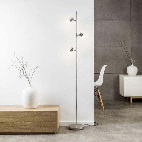 Brilliant G32459/77 Stojací LED E14 lampa LEA chrom + SKLO