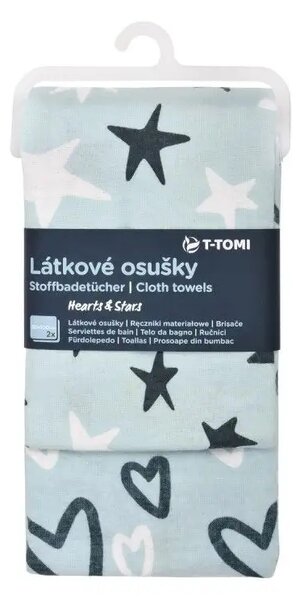 T-tomi Látkové ručníky Srdíčka a hvězdičky, 2 ks