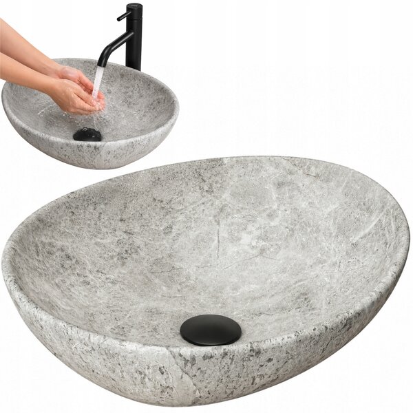 Umyvadlo na desku oválné Rea Sofia Light Stone 41 cm vícebarevné