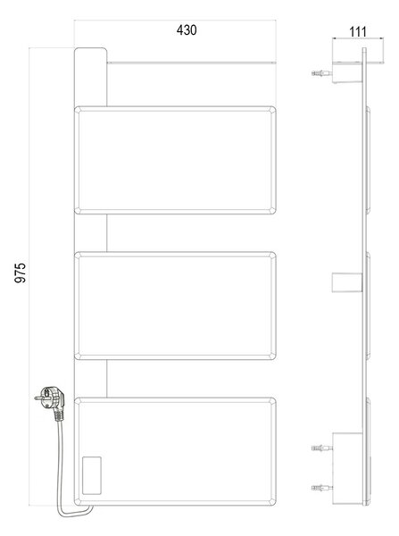 Mereo, Mereo Elektrický sušák ručníků, 3 moduly, bílý, MER-MT82W