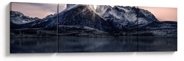 Obraz jezera s horou (170x50 cm)