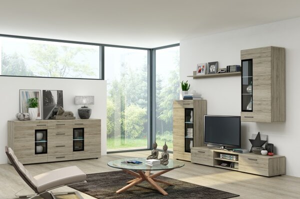 Moderní obývací stěna s komodou, model Moderkom San Remo