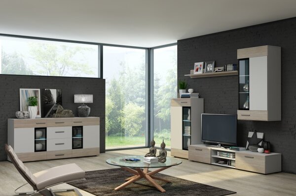 Moderní obývací stěna s komodou, model Moderkom San Remo