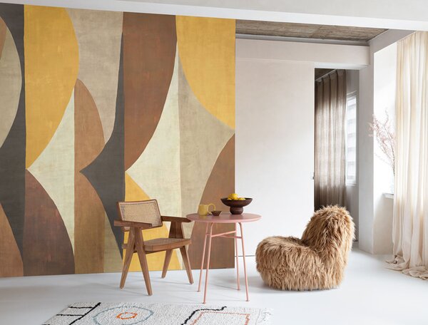 Geometrická vliesová obrazová tapeta na zeď, hnědá, DGAMA3013-260, Amani, Masureel