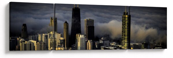 Obraz města v oblacích (170x50 cm)