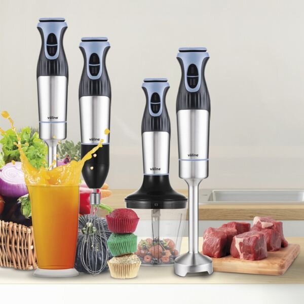 Sada: tyčový mixér, šlehač a sekáček Aliara nerez, 8 rychlostí+turbo, 1200W, 3 roky záruka