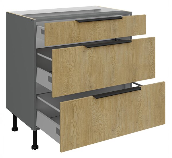 Dolní kuchyňská skříňka Carminia 80 D 3S BB PREMIUM BOX (dub cremona + antracit)